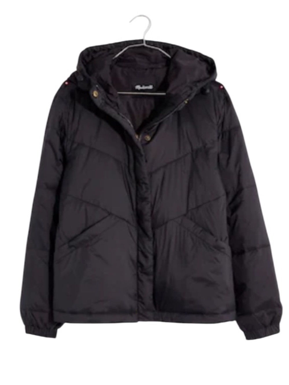 Madewell Black Hooded Puffer Jacket women's size XL